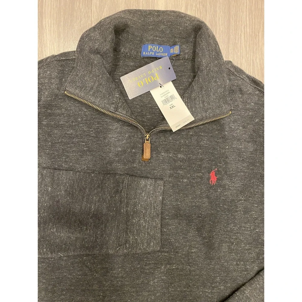 Polo Ralph Lauren Mens XXL Cotton Black 2XL 1/4 Zip Long Sleeve Sweater NWT $98